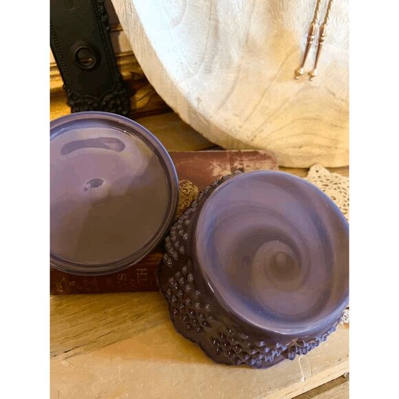 Mosser Glass Gigi Hobnail Butter Tub Eggplant Purple-Vintage Style Covered Dish - Picture 4 of 4